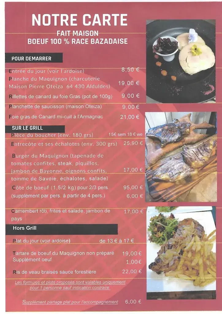 Menu_Le Maquignon_Bazas_immagine_1