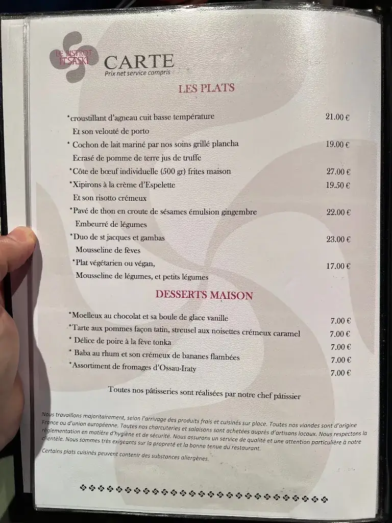 Menu_Le Bistrot Itsaski_Bayonne_image_4