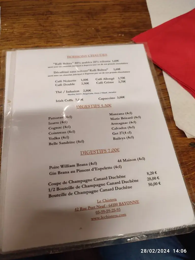 Menu_Restaurant Le Chistera_Bayonne_image_3