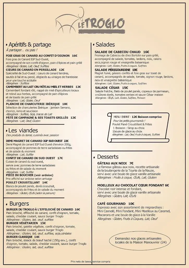Menu_Restaurant Bar Brasserie Le Troglo_Belvès_image_1