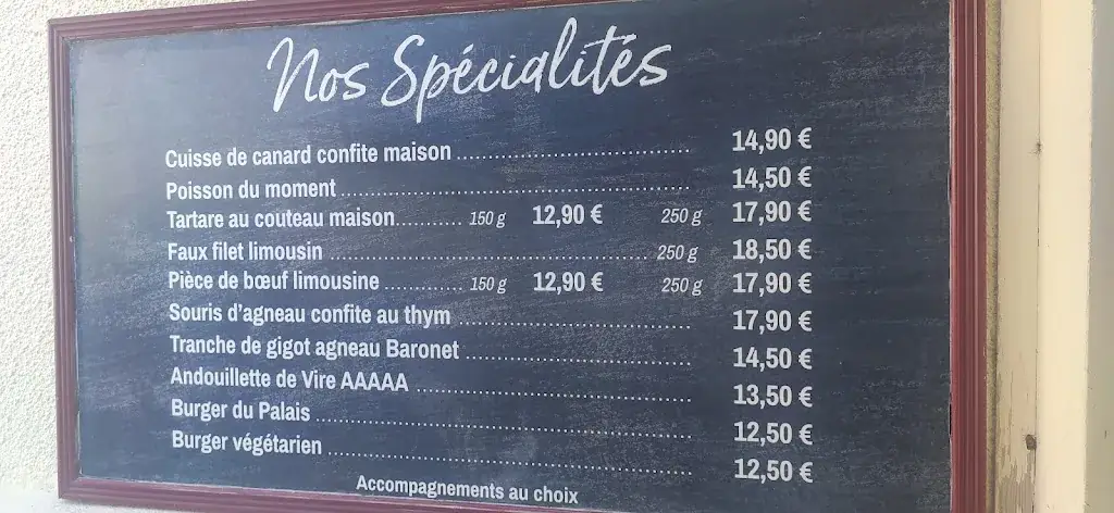 Menu_La brasserie du Palais_Bellac_image_1