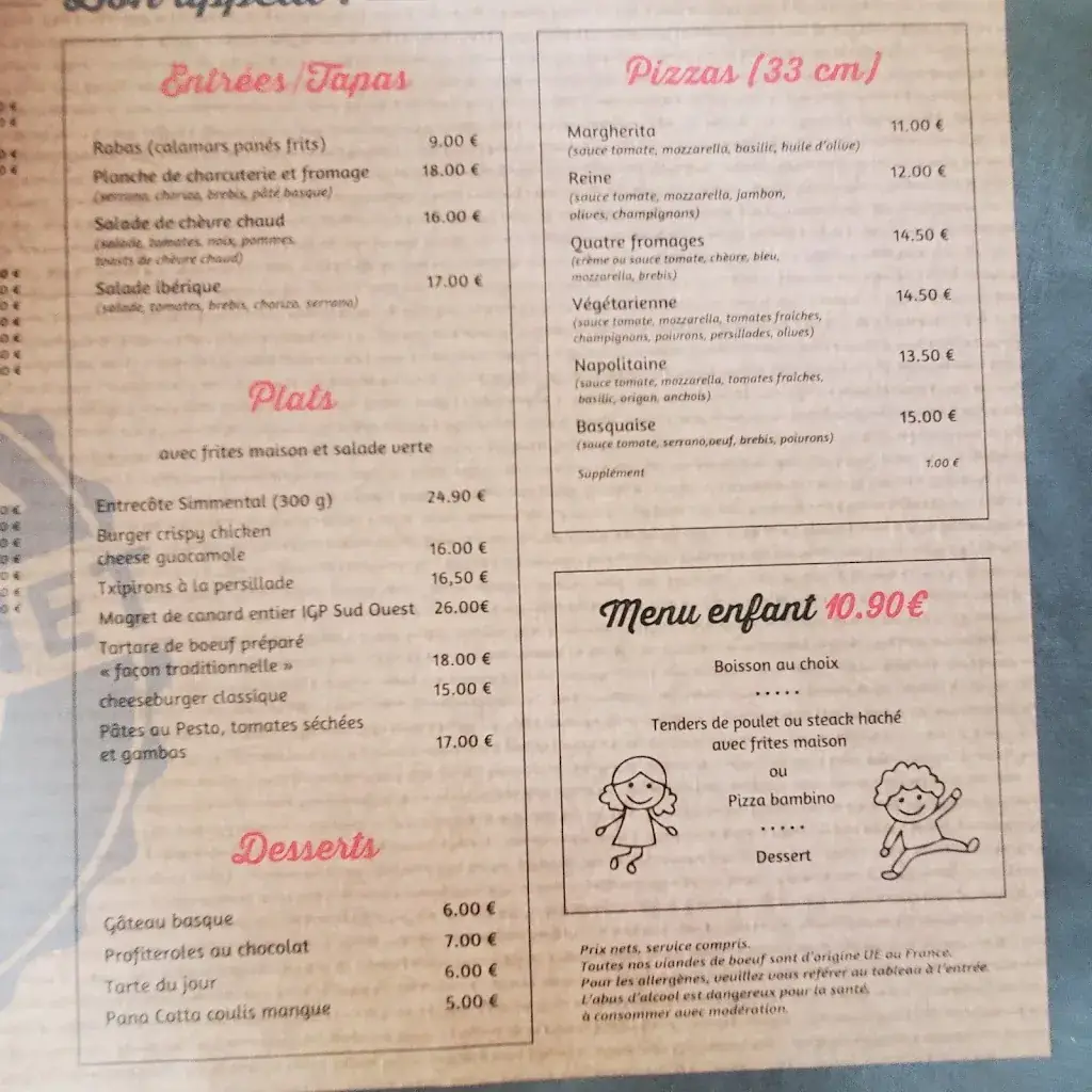 Menu_L'Estaminet - Restaurant Bar_Bénesse-Maremne_image_1