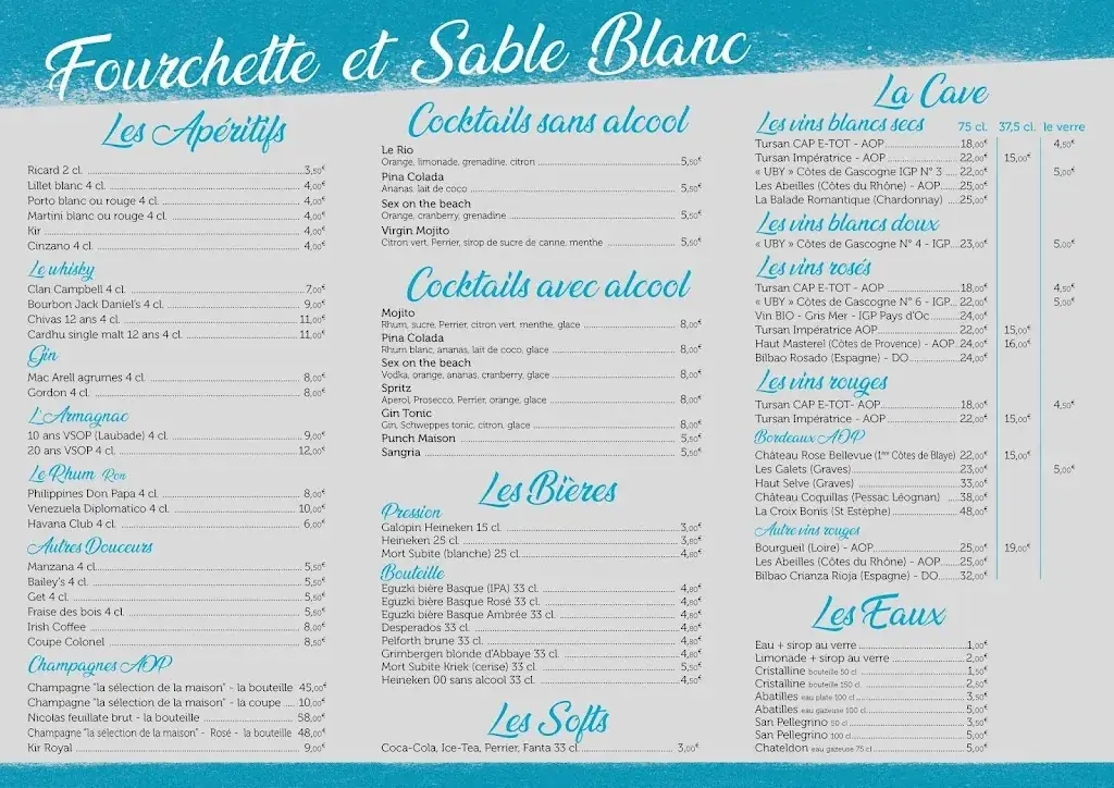 Menu_Fourchette et Sable Blanc Restaurant_Saint-Pierre-du-Mont_image_1