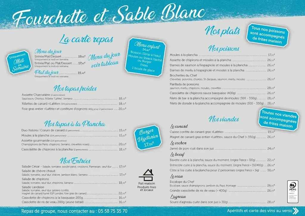 Menu_Fourchette et Sable Blanc Restaurant_Saint-Pierre-du-Mont_image_2