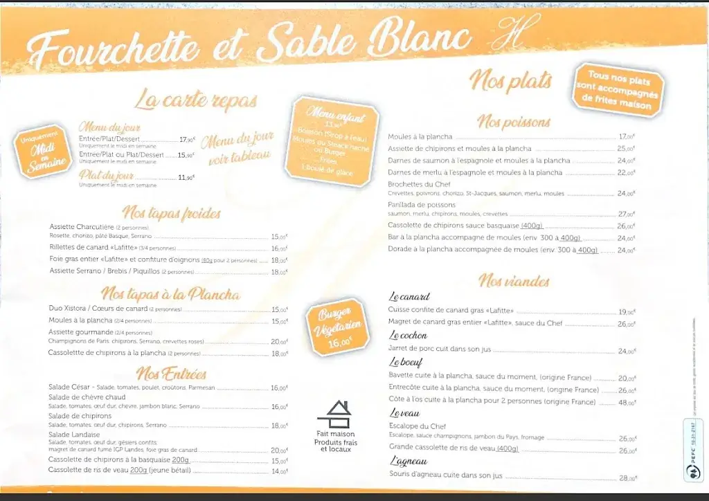 Menu_Fourchette et Sable Blanc Restaurant_Saint-Pierre-du-Mont_image_4