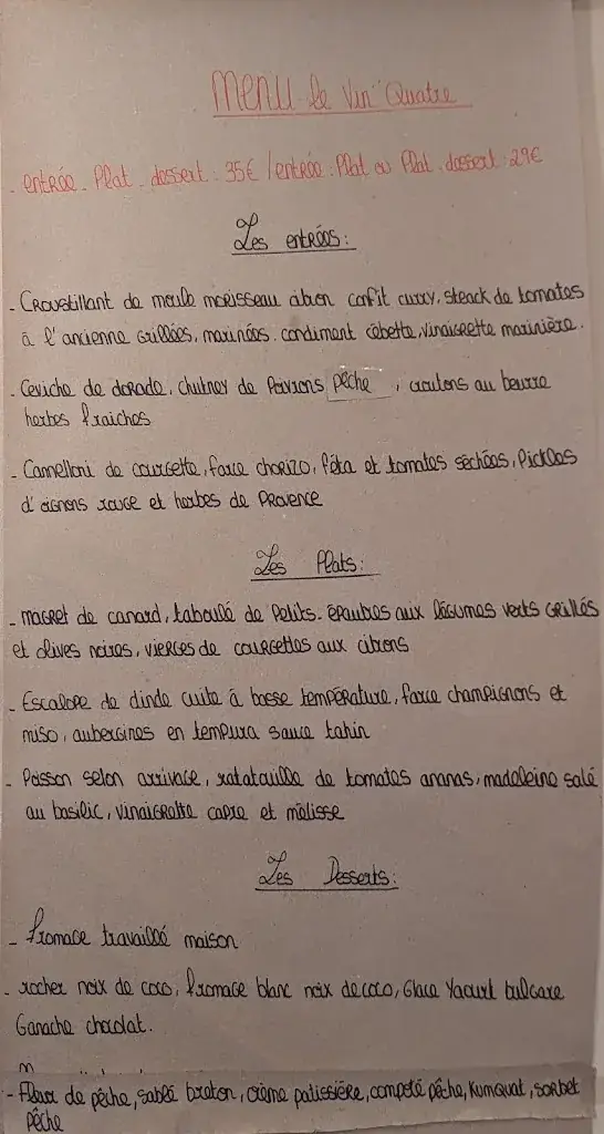 Menu_Restaurant Le Vin'Quatre - 24_Bergerac_image_1