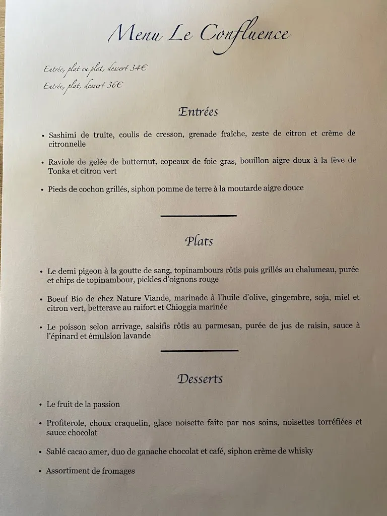 Menu_Restaurant le Confluence_Bergerac_image_1