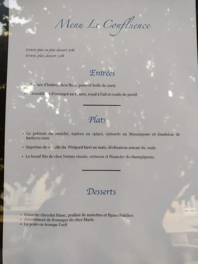 Menu_Restaurant le Confluence_Bergerac_image_4