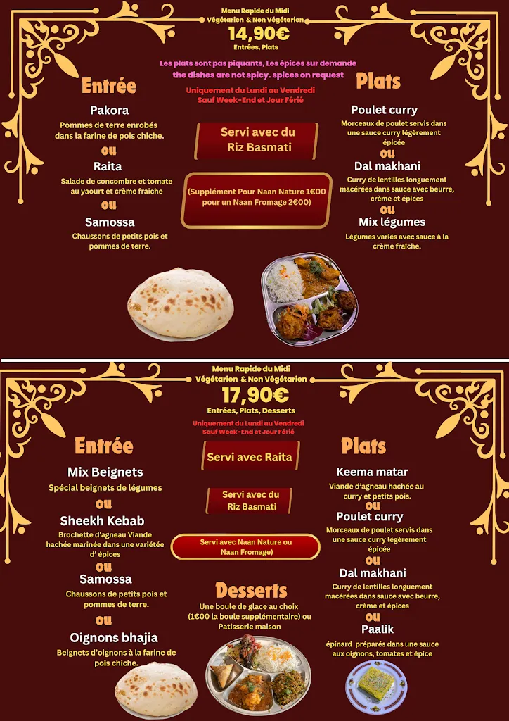 Menu_Restaurant Indien Jardin de Kashmir_Bergerac_image_2