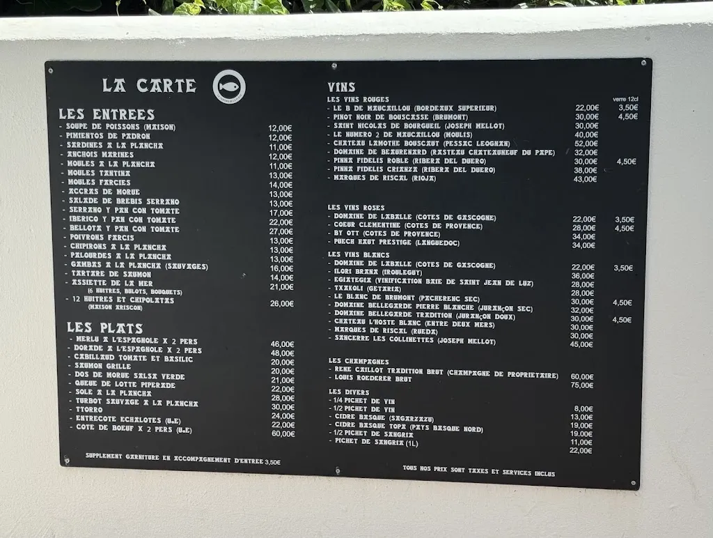 Menü_Tantina de la Playa Bidart_Bidart_Bild_1