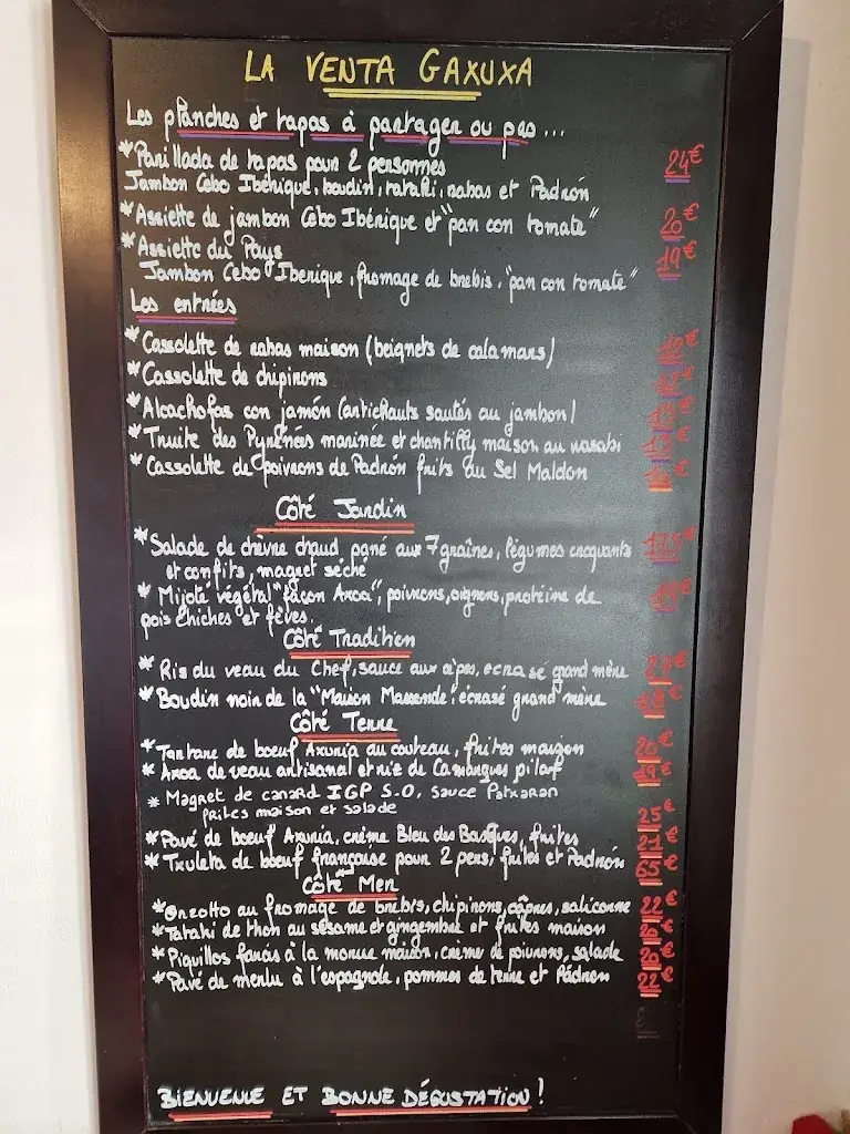 Menu_Restaurant Venta Gaxuxa Bidart_Bidart_immagine_1