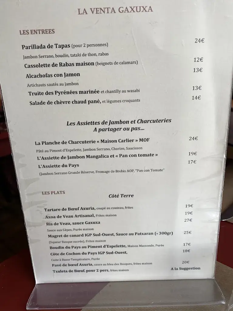 Menu_Restaurant Venta Gaxuxa Bidart_Bidart_immagine_2