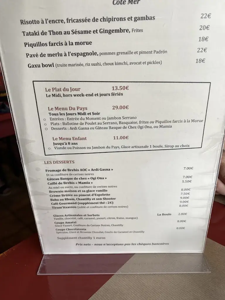 Menu_Restaurant Venta Gaxuxa Bidart_Bidart_immagine_4