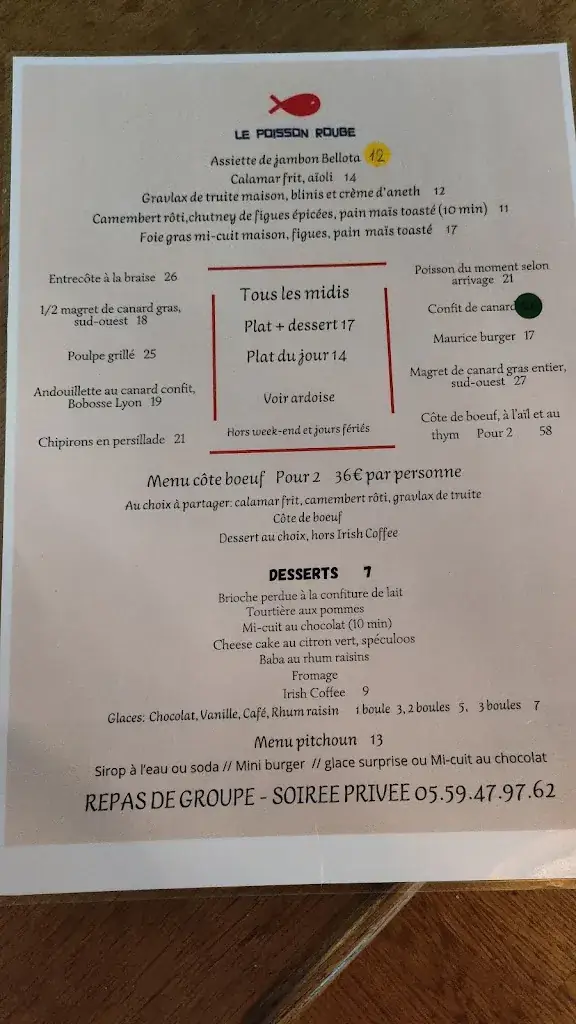 Menu_Le Poisson Rouge_Bidart_image_1