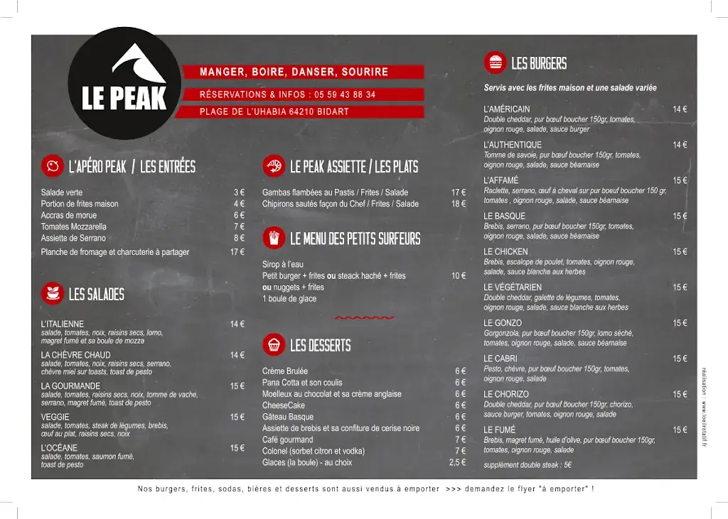 Menu_Le Peak burger bar_Bidart_image_3