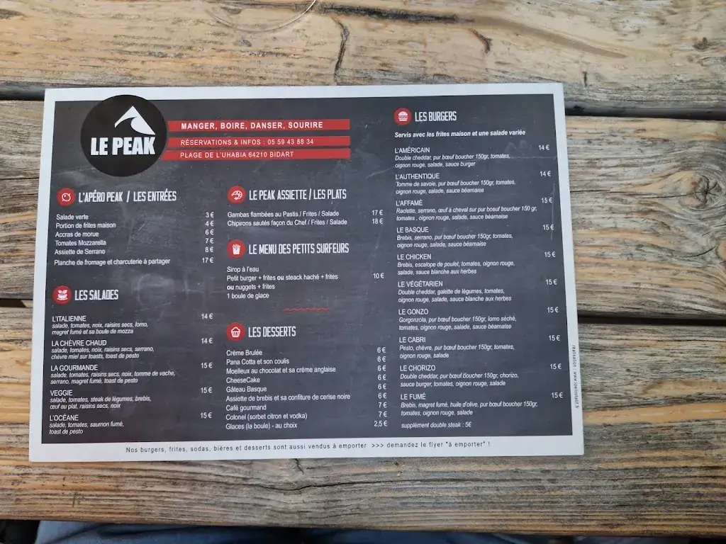 Menu_Le Peak burger bar_Bidart_image_4