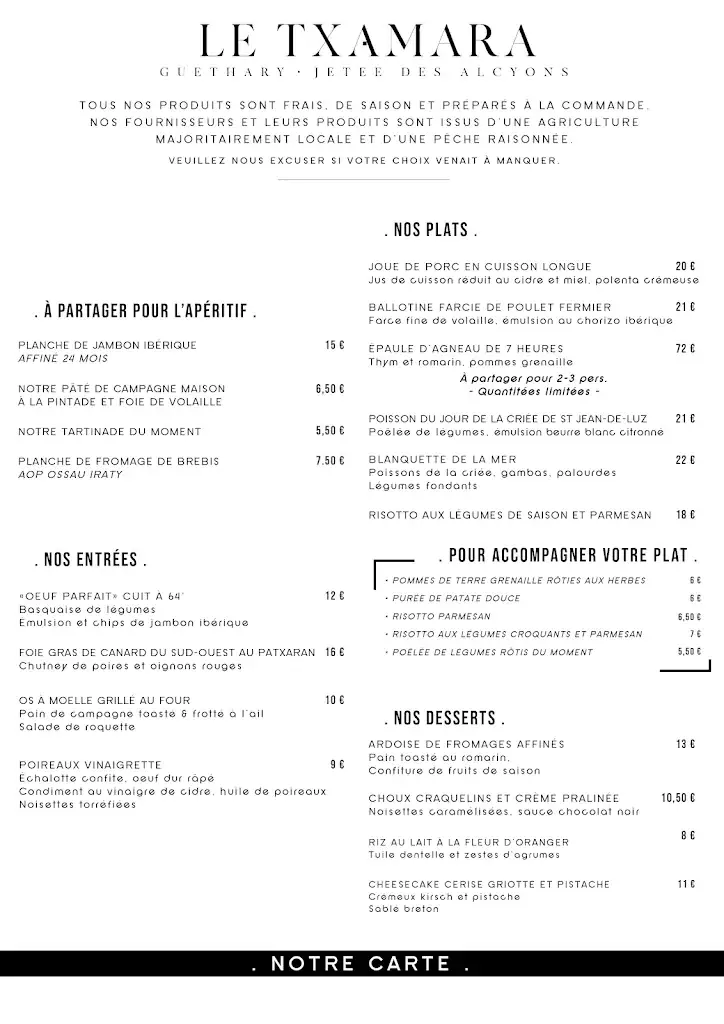 Menü_Le Txamara_Guéthary_Bild_1