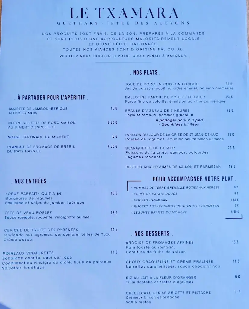Menü_Le Txamara_Guéthary_Bild_2