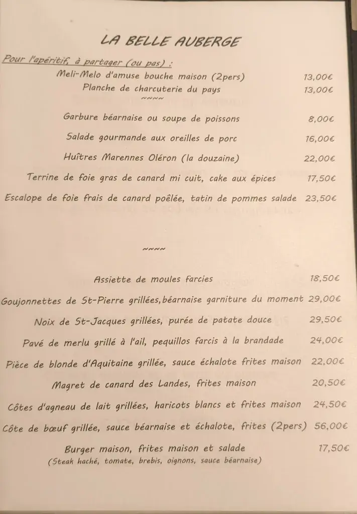 Menu_La Belle Auberge_Castagnède_immagine_1