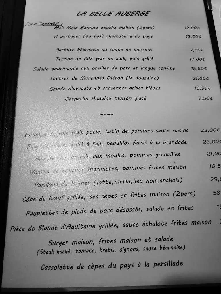 Menu_La Belle Auberge_Castagnède_immagine_3