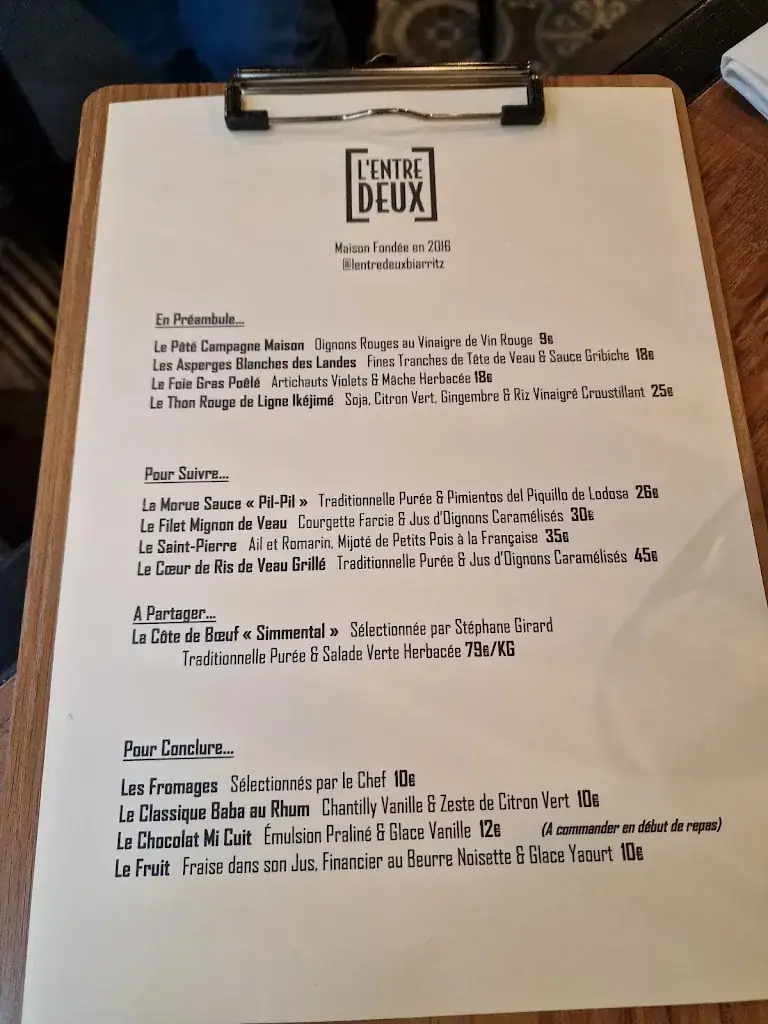 Menu_L'Entre Deux_Biarritz_immagine_2