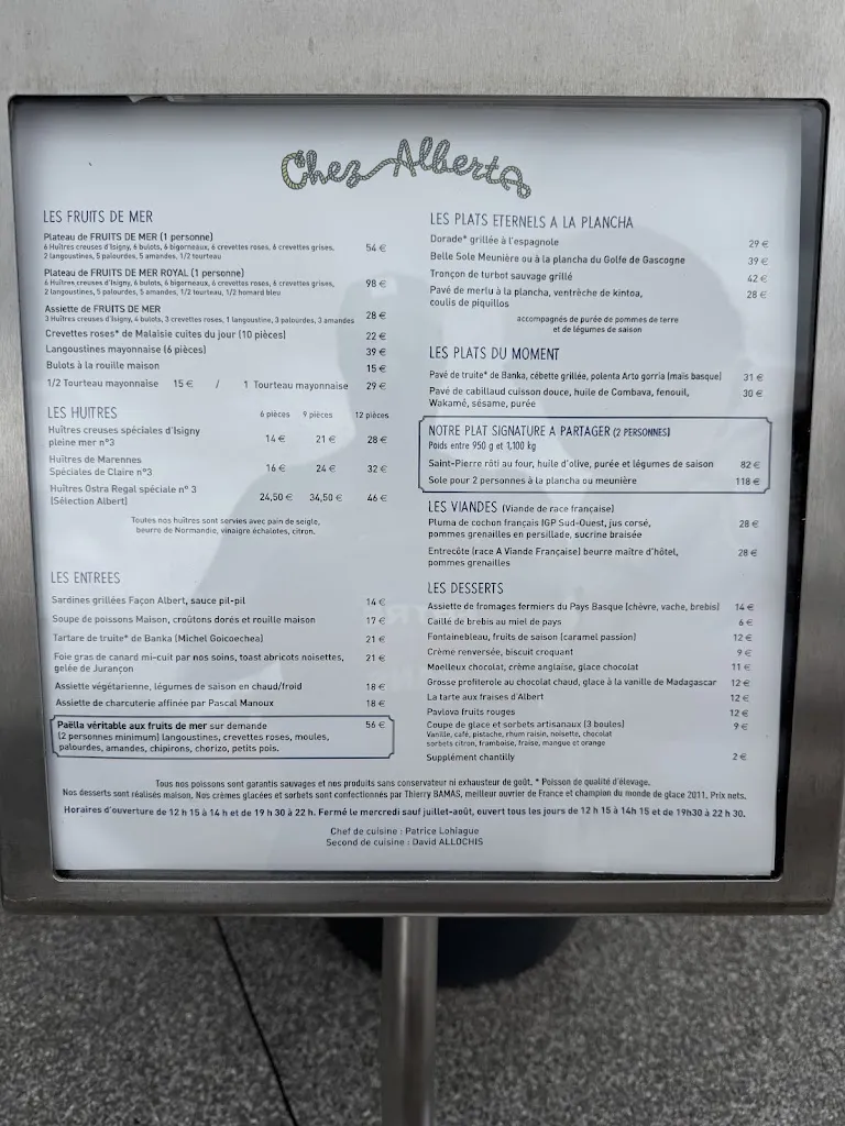 Menu_Chez Albert_Biarritz_image_2