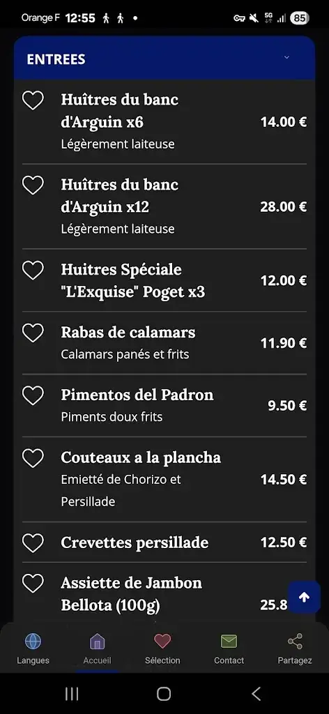 Restaurant Le Corsaire_Biarritz_menu_image_1