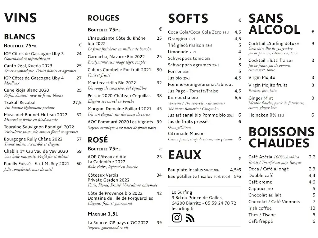Menu_LE SURFING BIARRITZ_Biarritz_image_2