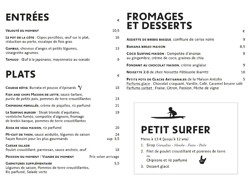 Menu_LE SURFING BIARRITZ_Biarritz_image_3