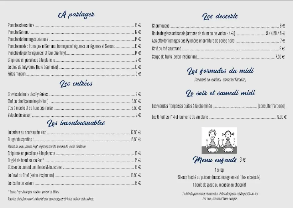 Menu_Brasserie du Sporting d'Este_Billère_image_1