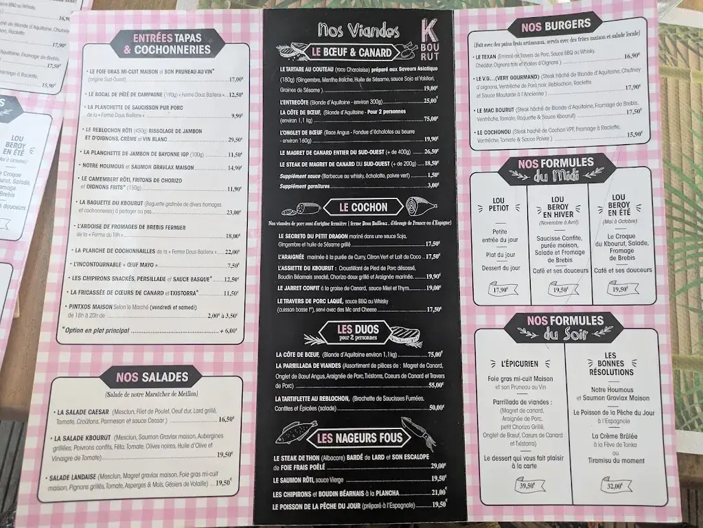 Menu_Kbourut restaurant bar tapas_Pau_image_1