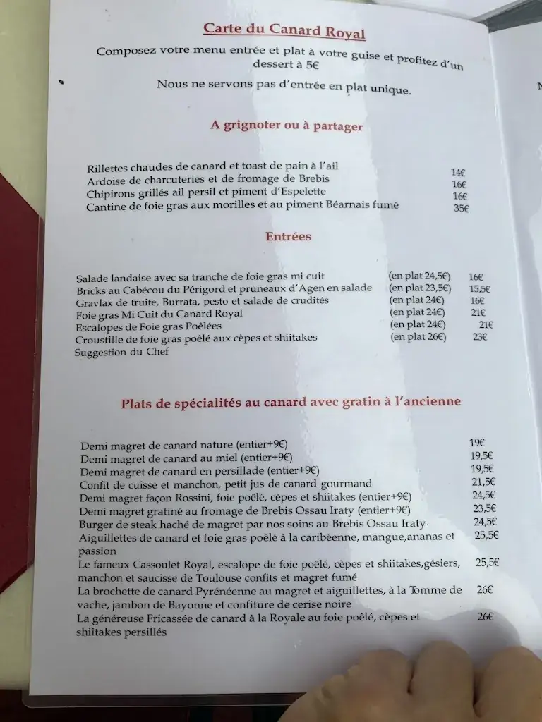 Menu_Le Canard Royal_Pau_image_2