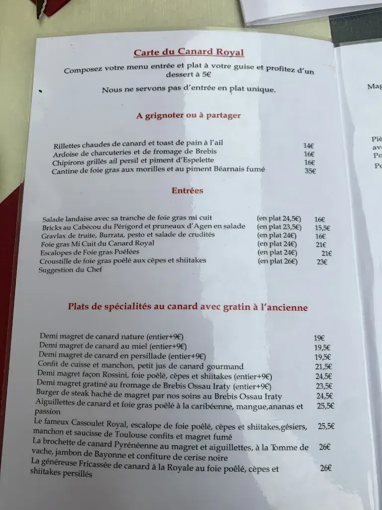 Menu_Le Canard Royal_Pau_image_4