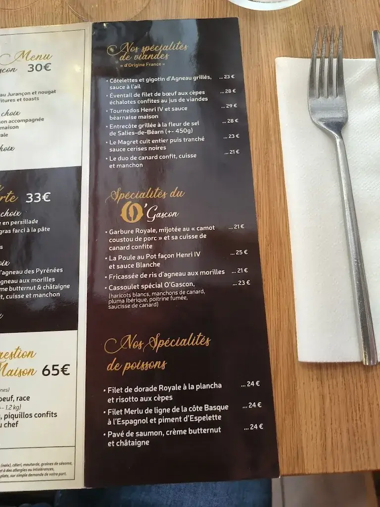 Menu_Restaurant O'Gascon_Pau_image_3