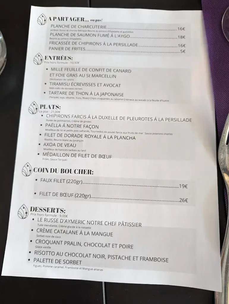 Menu_L’Aygo le restaurant sur l’eau_Bizanos_image_2