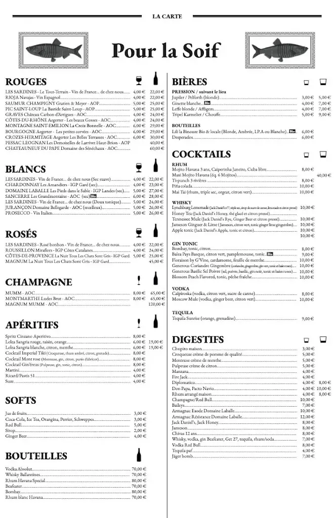 Menu_La P'tite Guinguette des Sardines_Bizanos_image_1