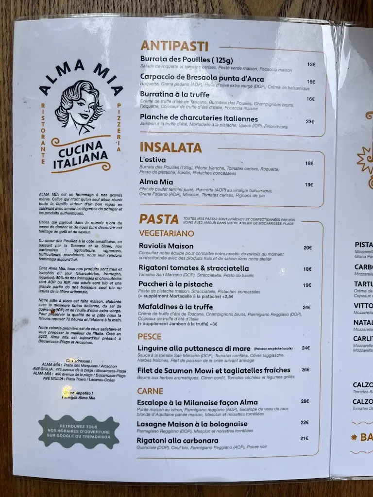 Menu_ALMA MÍA - Cucina Italiana_Biscarrosse_image_1