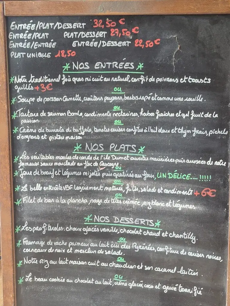 Menu_Restaurant Camette_Biscarrosse_image_1