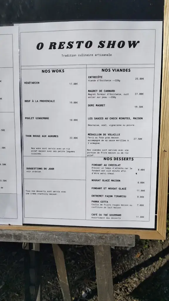 Menu_Ô Resto Show_Biscarrosse_image_1