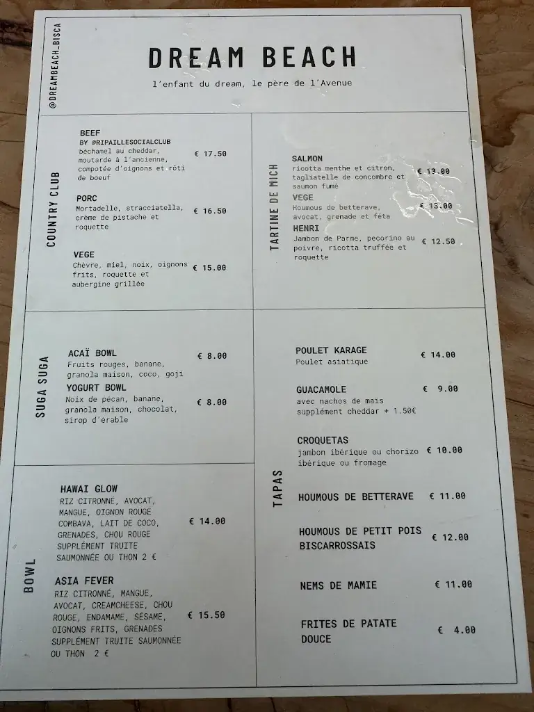 Menu_Dream Beach_Biscarrosse_image_3