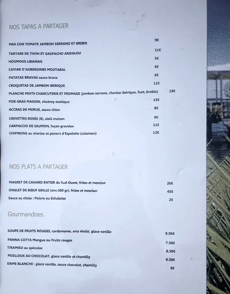 Menu_Restaurant Bar Plage L'Idylle_Biscarrosse_image_1
