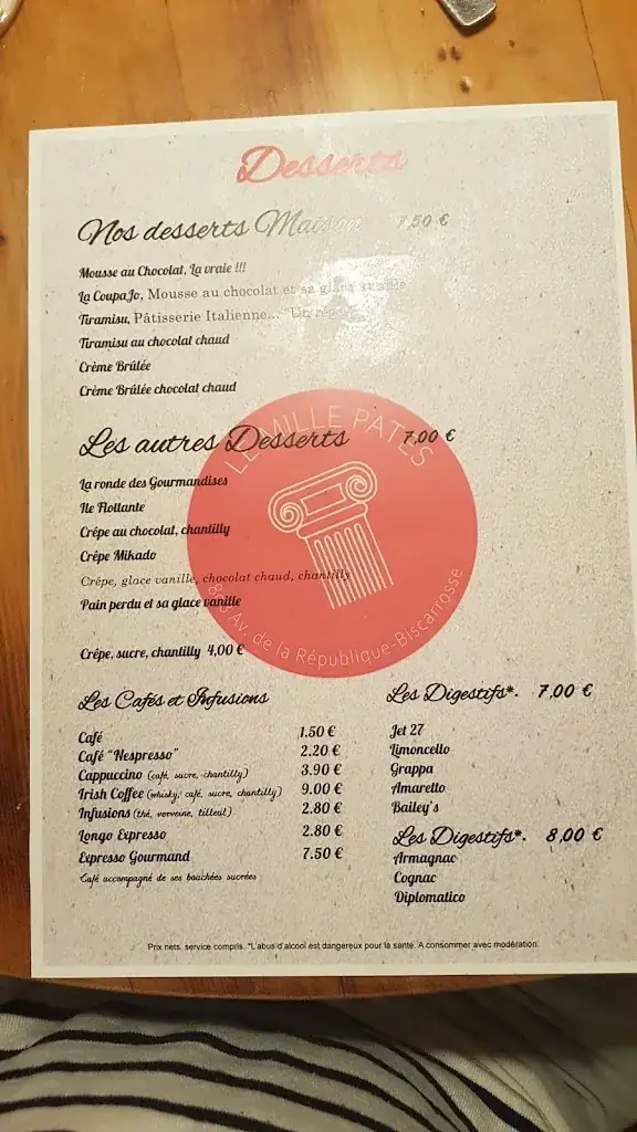 Menu_Le Mille Pâtes_Biscarrosse_image_1