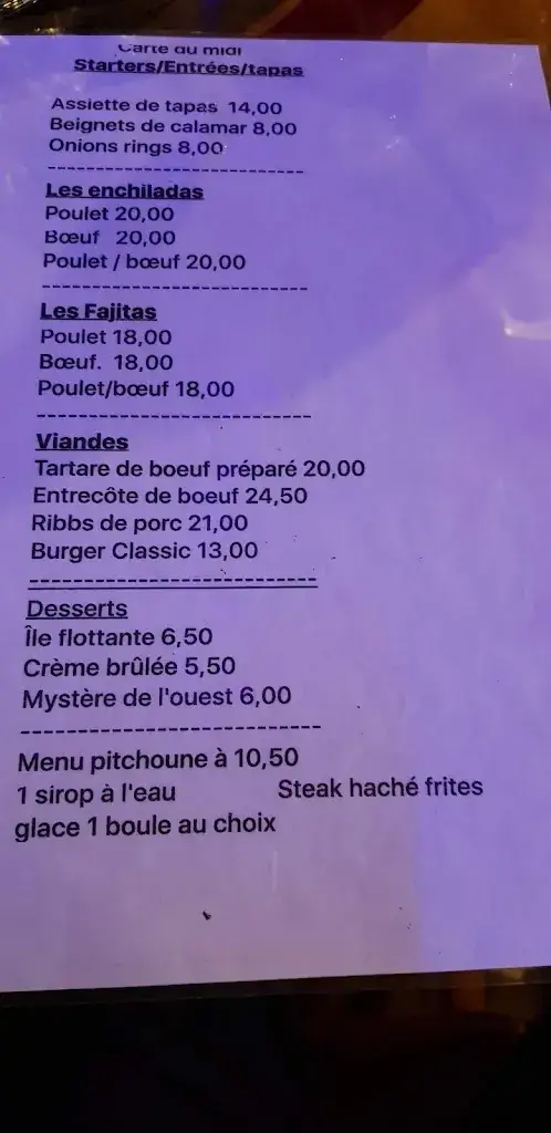 Menu_Oncle Sam's Saloon_Biscarrosse_image_4