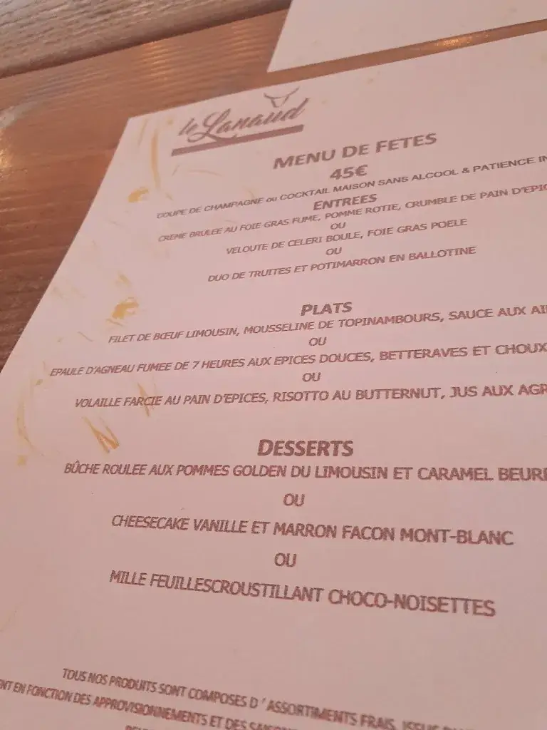 Menü_Restaurant Le Lanaud_Saint-Hilaire-Bonneval_Bild_2