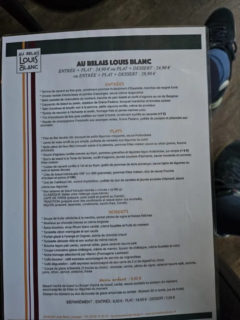 Menu_Au relais Louis Blanc_Limoges_image_2