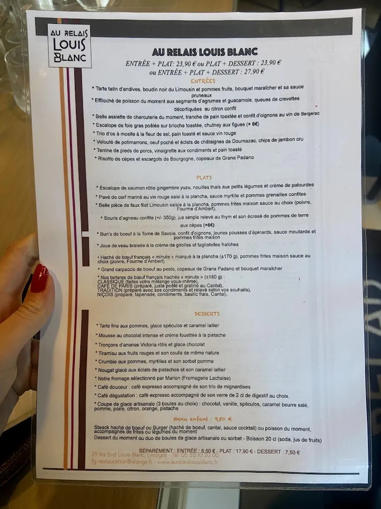 Menu_Au relais Louis Blanc_Limoges_image_3