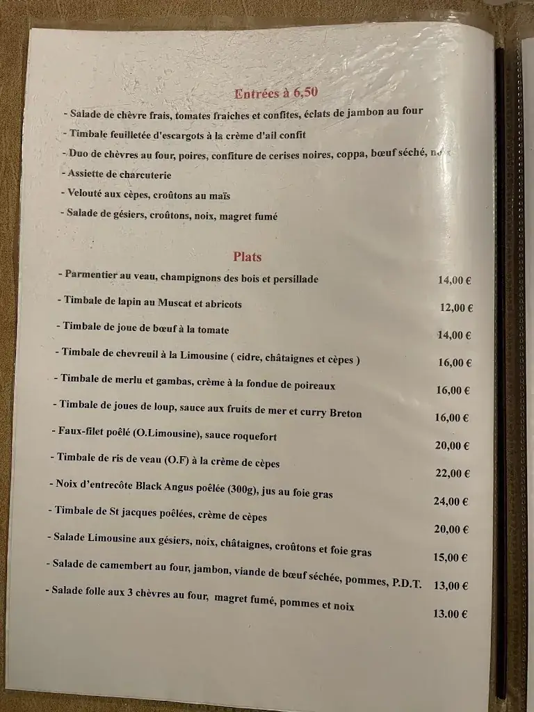 Menu_LA TIMBALE_Limoges_image_1