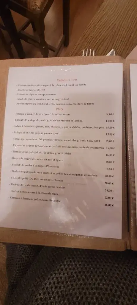 Menu_LA TIMBALE_Limoges_image_4