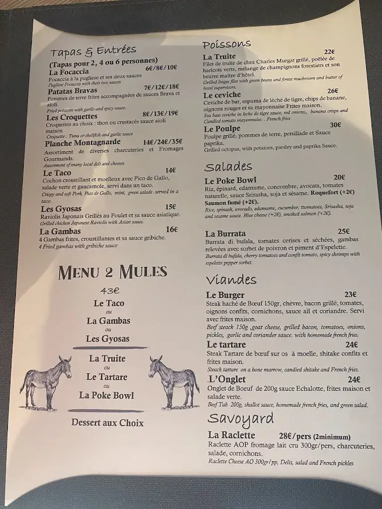 Menu_Bistro Les 2 Mules - Alpe d'Huez_Huez_image_2