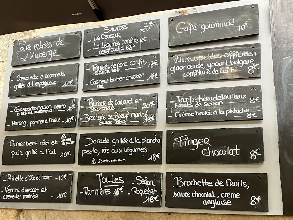 Menu_Auberge des officiers_Blaye_image_1